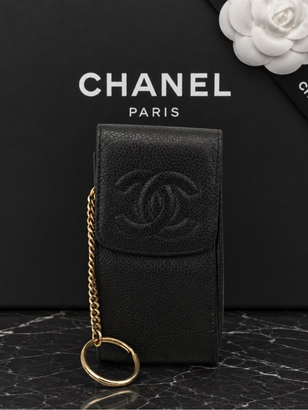 🖤🖤Chanel Caviar Leather CC Credit Card/ID Keychain Holder🖤🖤